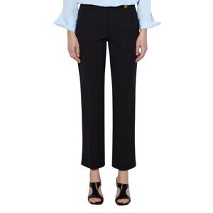 Callas Milano Charlotte Crepe Pants Womens 46 10 Black High Rise Flat Front